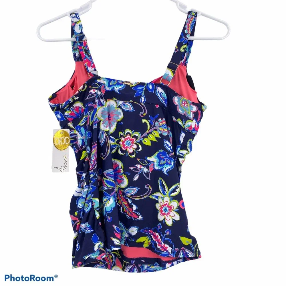 Anne Cole floral‎ tankini top size 34D 32DD 34B 32C
